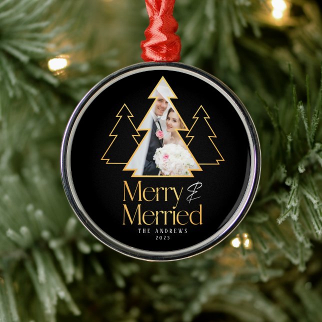 Ornement En Métal Black & Gold Christmas Tree photo nouvellement app (Arbre)