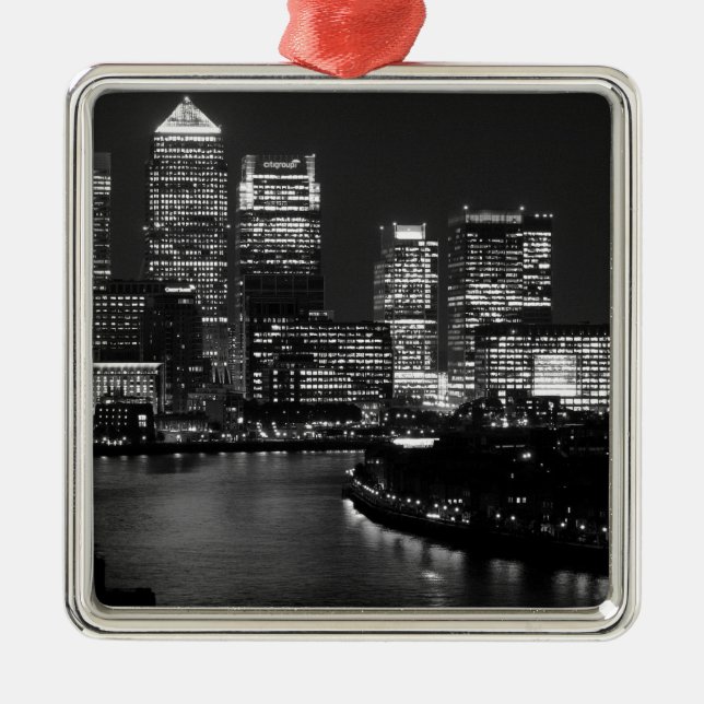 Ornement En Métal Black White London City Night UK Travel (Devant)