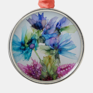 Ornement En Métal Bleu violet rose vert rose Art Floral