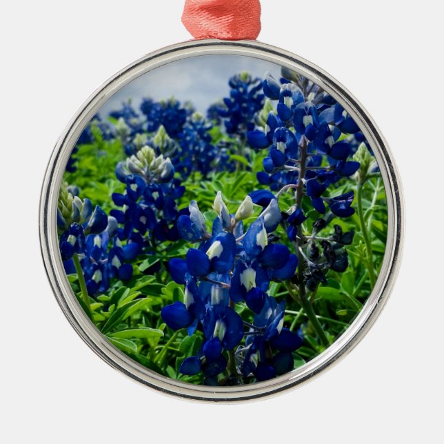 Ornement En Métal Bluebonnets Blue Floral Texas Texan Elegant (Devant)