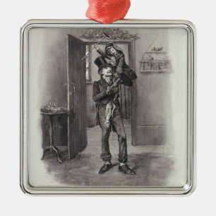 Ornement En Métal Bob Cratchit et Tim minuscule, de 'Charles Dickens