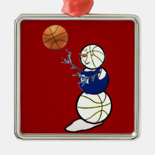 Ornement En Métal Bonhomme de neige de basket-ball