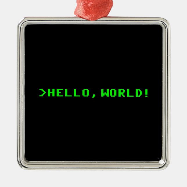 Ornement En Métal Bonjour programmation par ordinateur du monde (Devant)