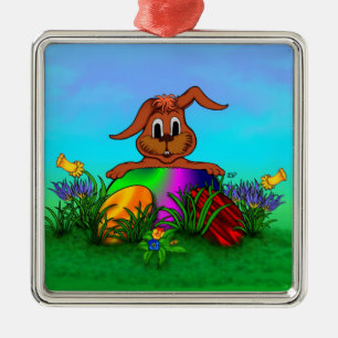 Ornement En Métal Bonne Pâques ! Lapin de Pâques