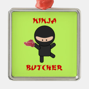 Ornement En Métal Boucher de Ninja avec de la viande