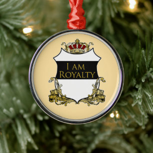Ornement En Métal Bouclier Crème Jaune Luxe Couronne Royale