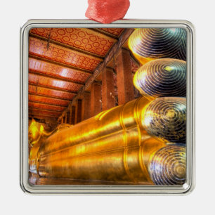 Ornement En Métal Bouddha géant incliné à l'intérieur du temple, Wat