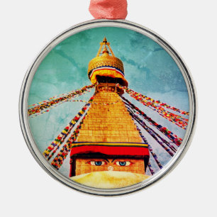 Ornement En Métal Boudhanath Stupa, Boudha Eyes, Himalayas, Népal