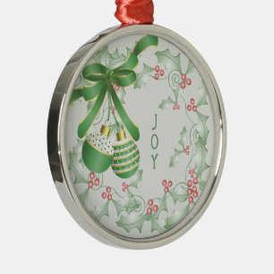 Ornement En Métal Boughes de Noël vert vif rose