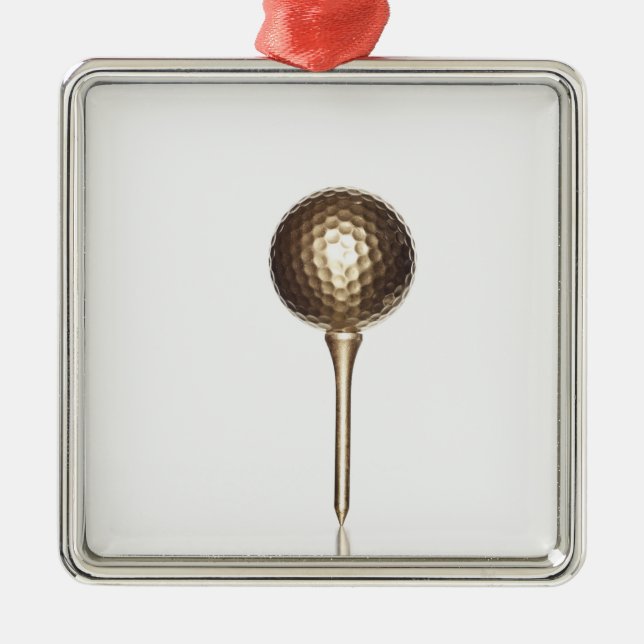 Ornement En Métal Boule et pièce en t de golf d'or (Devant)