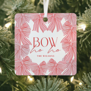 Ornement En Métal Bow Ho Red Pink Bows Photo Noël