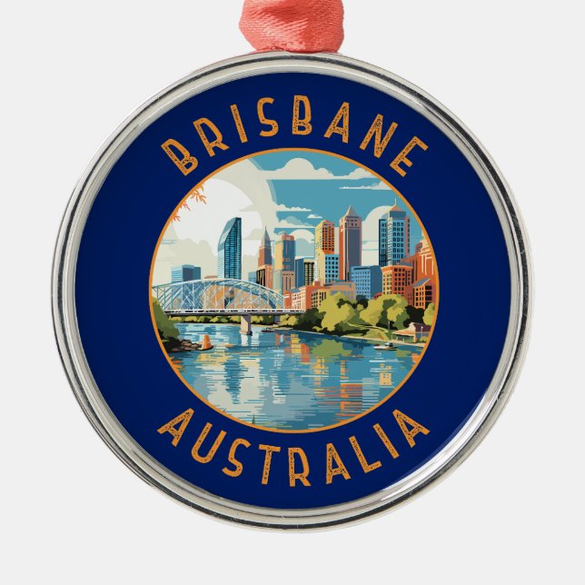 Ornement En Métal Brisbane Australie Cercle en détresse rétrograde (Devant)