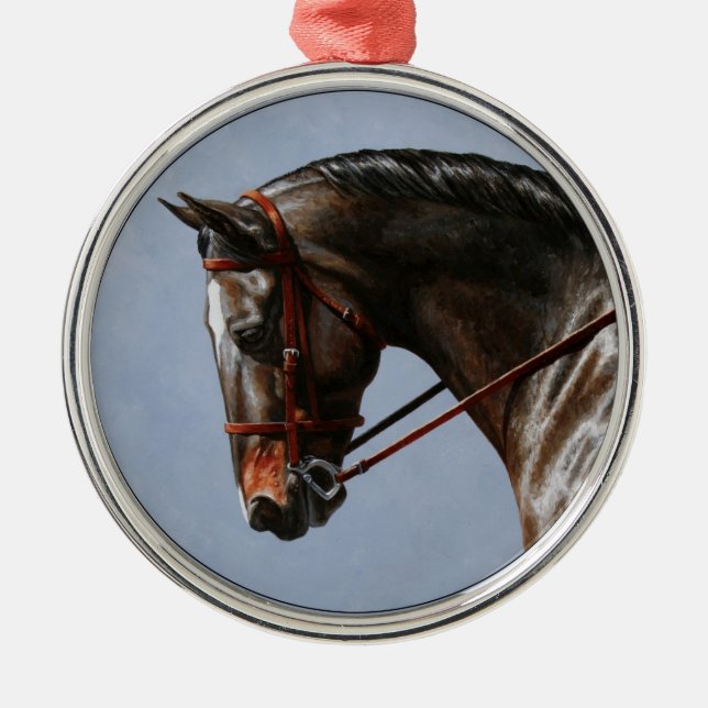 Ornement En Métal Brown Bay Oldenburg Horse Portrait (Devant)