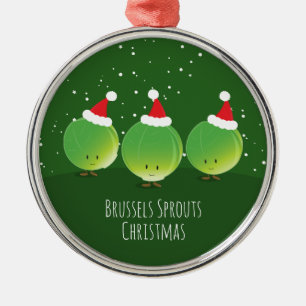 Ornement En Métal Brussels Sproues Santa Hat Nourriture Noël
