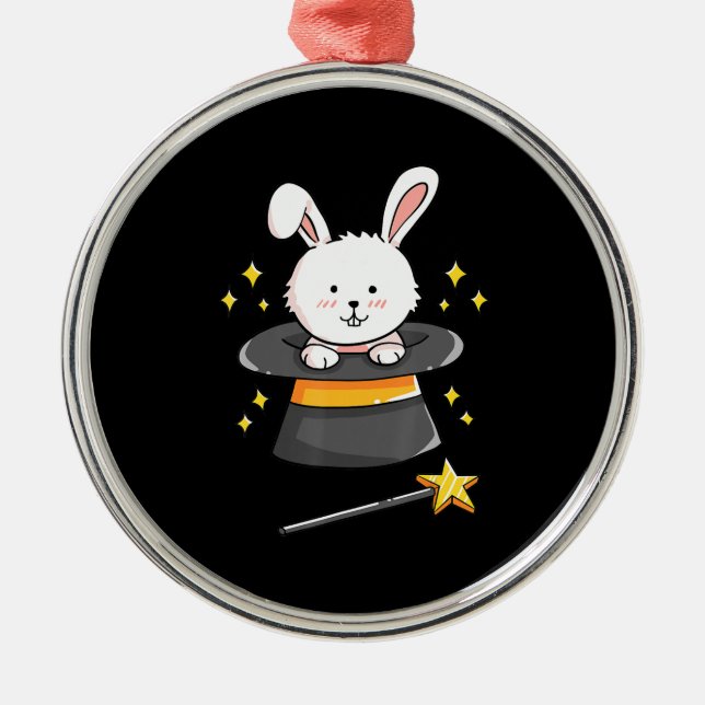 Ornement En Métal Cadeau de lapin|Baguette magique Bunny Magicien so (Devant)