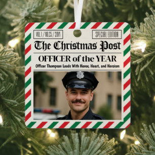 Ornement En Métal Cadeau de Noël personnalisé pour policier Journal 