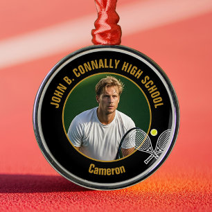 Ornement En Métal Cadeau de Noël Photo de Joueur de Tennis en Or Noi
