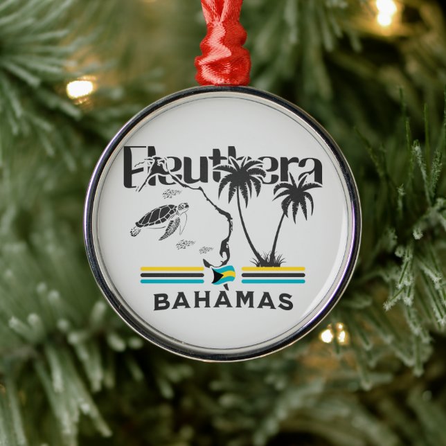 Ornement En Métal Cadeau souvenir Bahamas : Eleuthera Bahamas Drapea (Arbre)