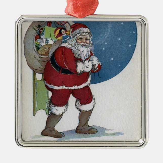 Ornement En Métal Cadeaux de transport de GreetingSanta de Noël (Devant)