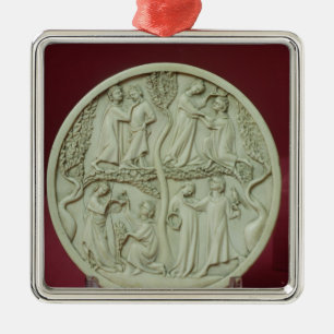 Ornement En Métal Caisse de miroir dépeignant les scènes courtoise