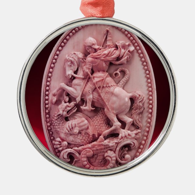 ORNEMENT EN MÉTAL CAMEO ANTIQUE / SAINT GEORGE AVEC DRAGON (Devant)