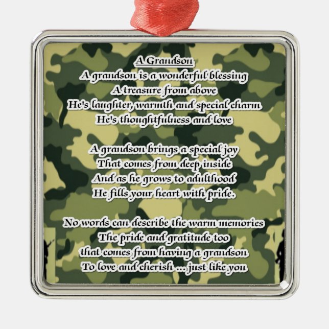 Ornement En Métal Camouflage d'armée de poème de petit-fils (Devant)