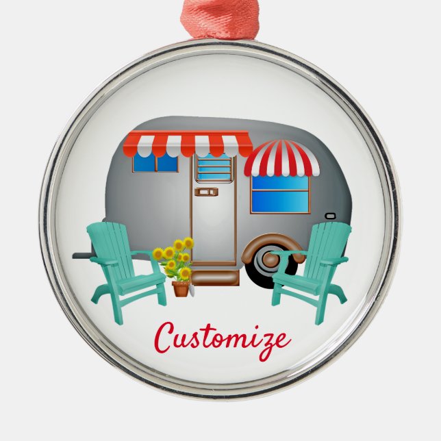 Ornement En Métal Camper Caravane Teardrop Thunder_Cove (Devant)