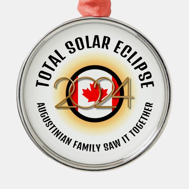 Ornement En Métal CANADA Drapeau 2024 TOTAL SOLAR ECLIPSE Souvenir (Devant)