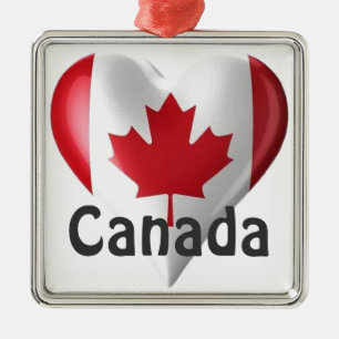 Ornement En Métal Canada Flag Heart