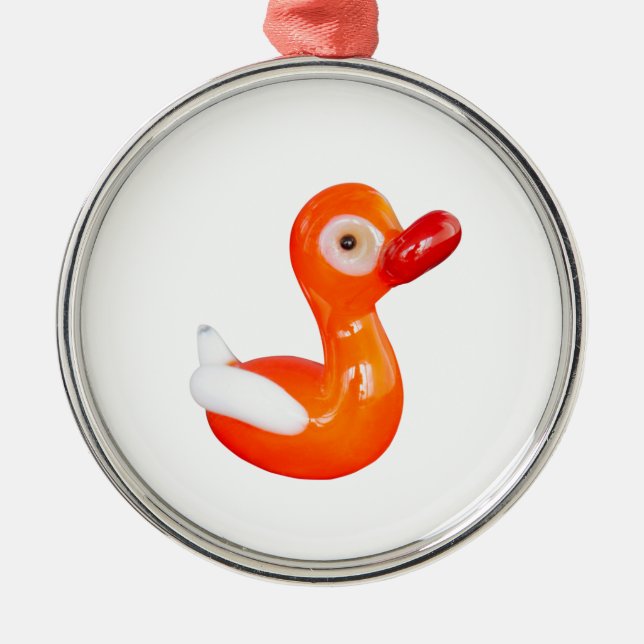 Ornement En Métal Canard baby shower orange (Devant)