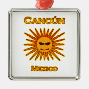 Ornement En Métal Cancun Mexique Sun font face à l'icône