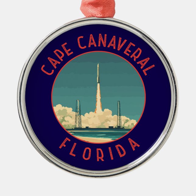 Ornement En Métal Cape Canaveral Floride Retro Cercle désorganisé (Devant)
