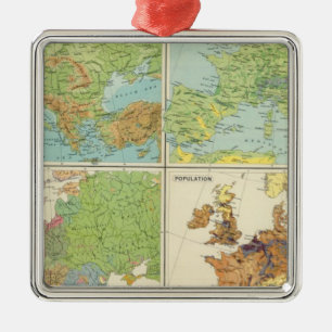 Ornement En Métal Caractéristiques de l'Europe et carte physiques de