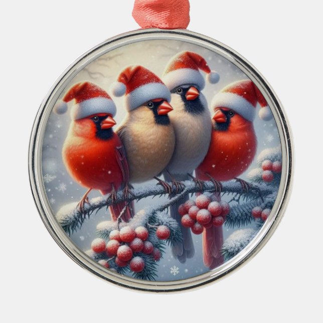Ornement En Métal Cardinal Family Cute Christmas Gift Present (Devant)