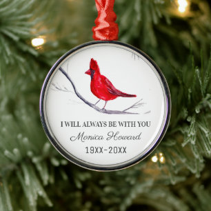 Ornement En Métal Cardinal Rouge Hommage de Noël Oiseau du Souvenir