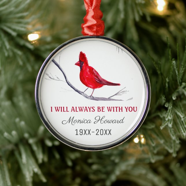 Ornement En Métal Cardinal Rouge Hommage de Noël Oiseau du Souvenir (Arbre)