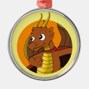 Ornement En Métal Caricature de dragon orange