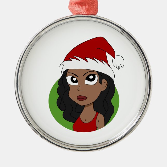 Ornement En Métal Caricature pour fille de Noël (Devant)