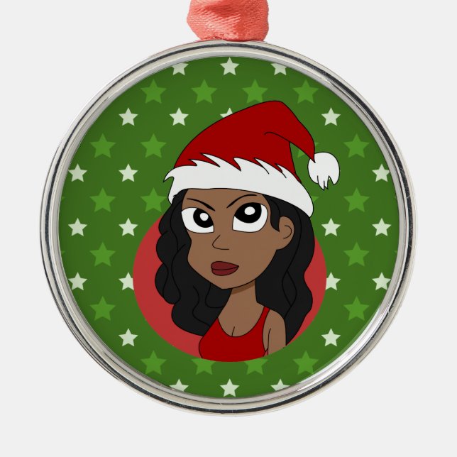 Ornement En Métal Caricature pour fille de Noël (Devant)
