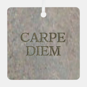 Ornement En Métal Carpe Diem carré en pierre