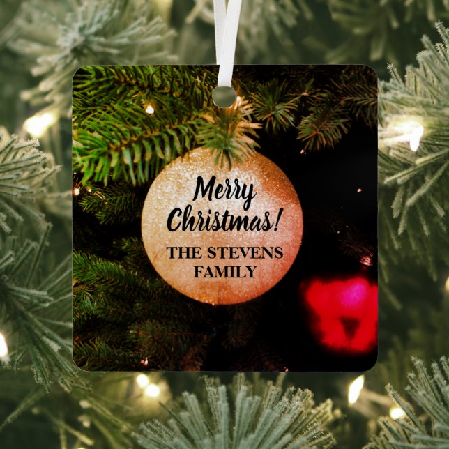 Ornement En Métal Carré photo de Noël personnalisé (Insitu)