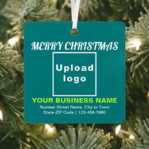 Ornement En Métal Carré vert Turquoise de Noël d'affaires