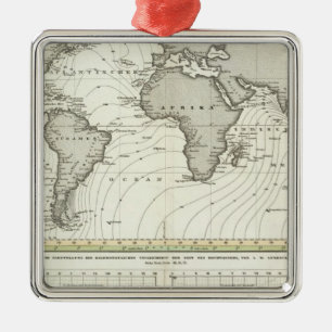 Ornement En Métal Carte Atlas des vagues de marée
