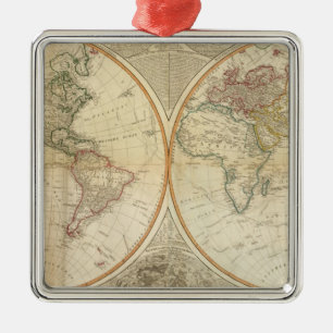 Ornement En Métal Carte couleur de main composée du monde