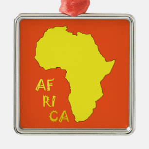 Ornement En Métal Carte d'Afrique jaune funky