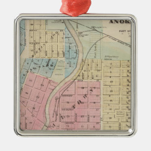 Ornement En Métal Carte d'Anoka, le comté d'Anoka, Minnesota