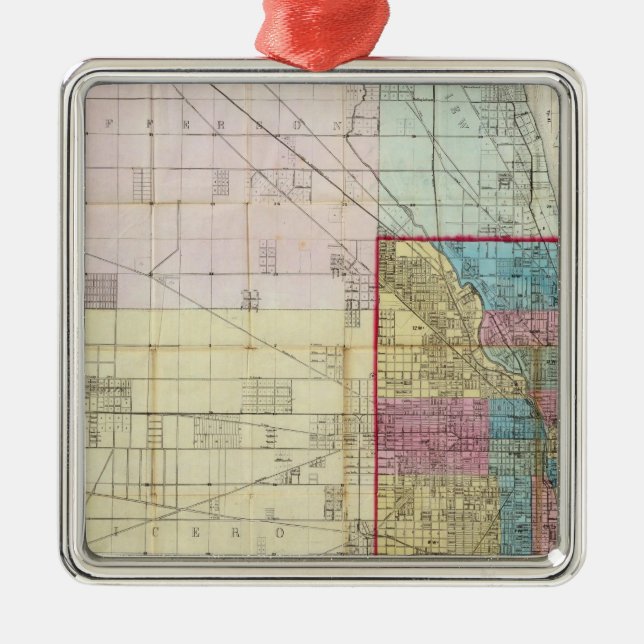 Ornement En Métal Carte de Chicago (Devant)
