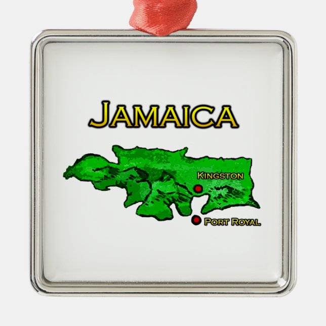 Ornement En Métal Carte de la Jamaïque (vert-jaune-noire) (Devant)