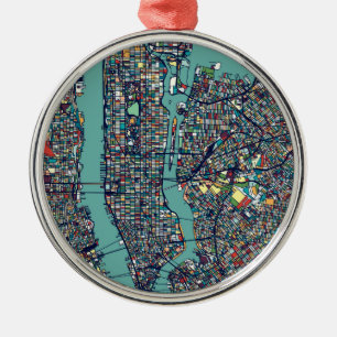 Ornement En Métal Carte de Manhattan New York