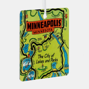 Ornement En Métal Carte de Minneapolis Minnesota en métal ornemental